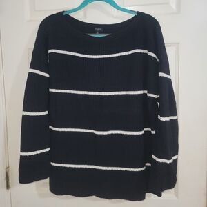 Talbots Women's Black and White Striped Sweater